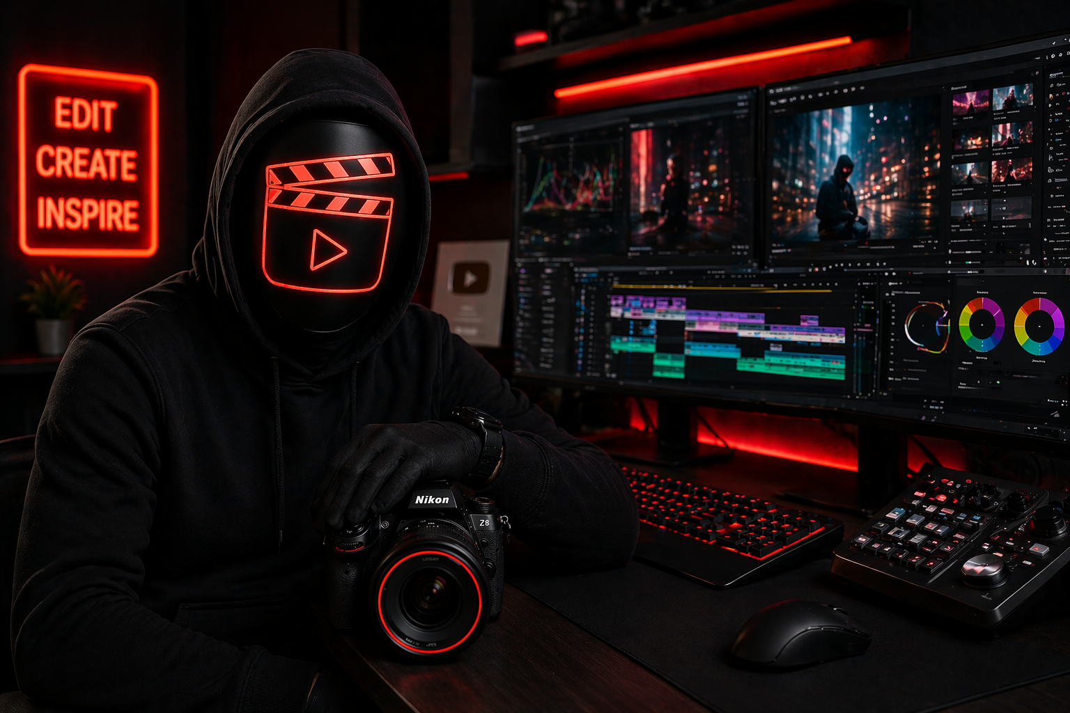 Professional video editor working on cinematic footage timeline | harsh digital market